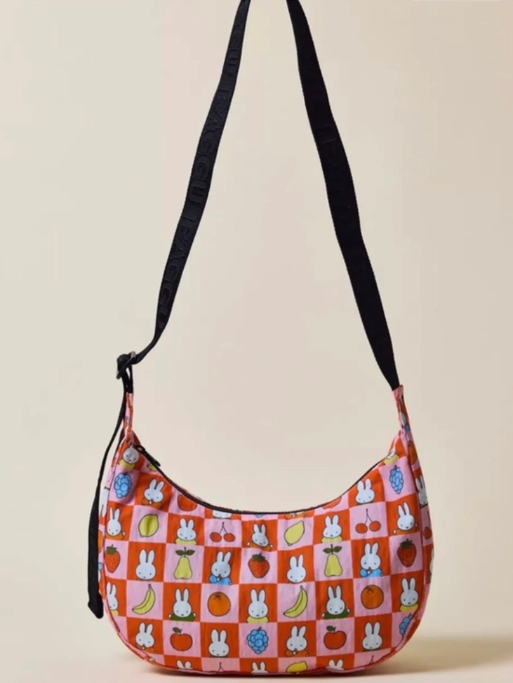 NWT Rare Baggu x Miffy x Urban Outfitters Medium Crescent Bag Checkered Fruit